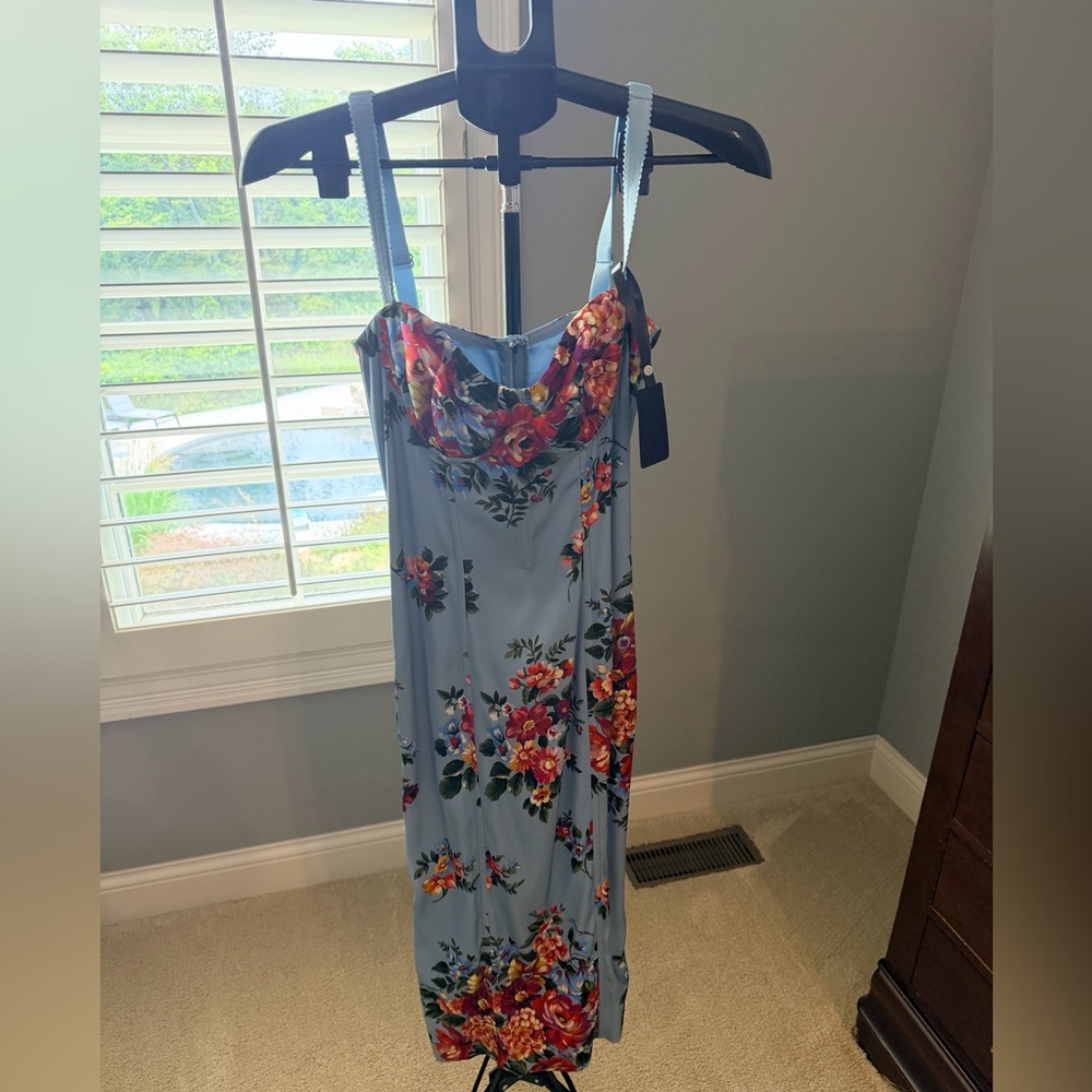 Light Blue Floral Slip Dress Dolce & Gabbana